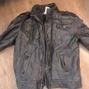 Boys Faux Leather Jacket brown. Size 10-12